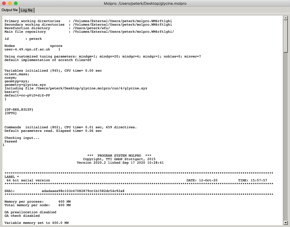 output window output window